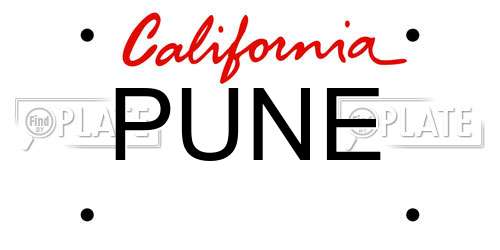 PUNE California License Plate