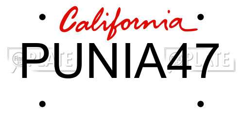 PUNIA47 California License Plate