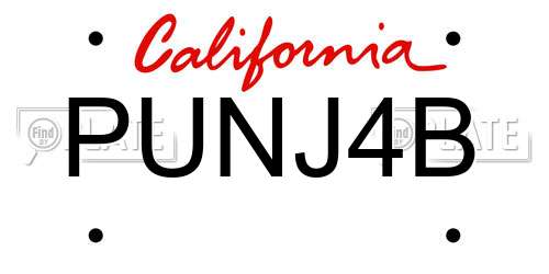 PUNJ4B California License Plate