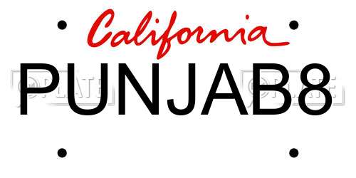 PUNJAB8 California License Plate