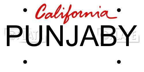 PUNJABY California License Plate