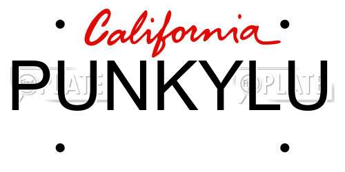 PUNKYLU California License Plate