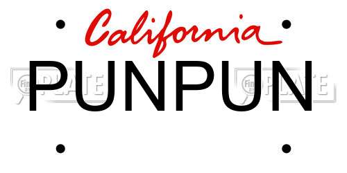 PUNPUN California License Plate