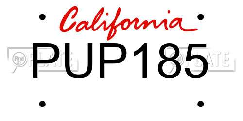 PUP185 California License Plate