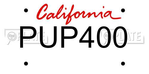 PUP400 California License Plate