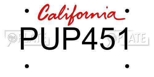 PUP451 California License Plate