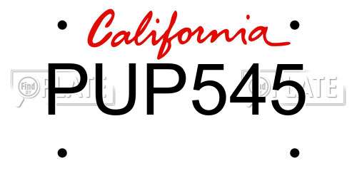 PUP545 California License Plate