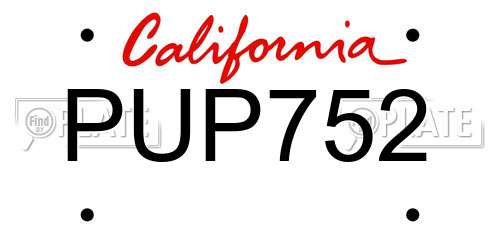 PUP752 California License Plate