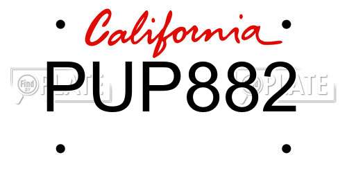PUP882 California License Plate