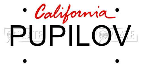 PUPILOV California License Plate