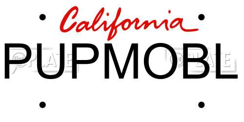 PUPMOBL California License Plate
