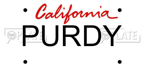 PURDY California License Plate