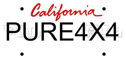 PURE4X4 California License Plate
