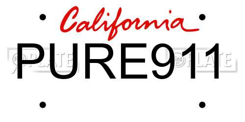 PURE911 California License Plate