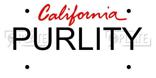 PURLITY California License Plate