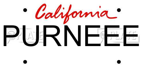 PURNEEE California License Plate