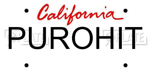 PUROHIT California License Plate