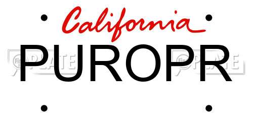 PUROPR California License Plate