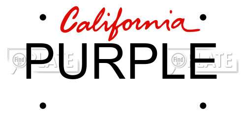 PURPLE California License Plate