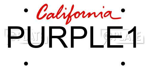 PURPLE1 California License Plate