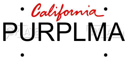 PURPLMA California License Plate