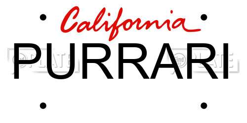 PURRARI California License Plate