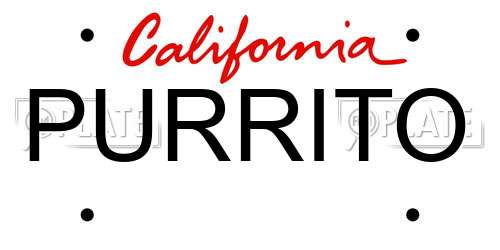 PURRITO California License Plate