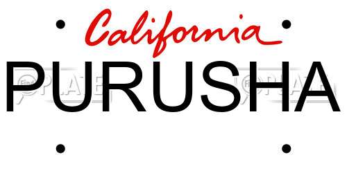 PURUSHA California License Plate
