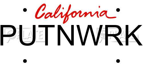 PUTNWRK California License Plate