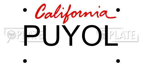 PUYOL California License Plate