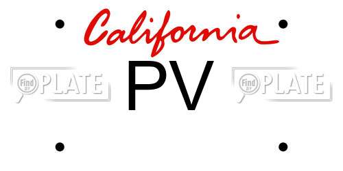 PV California License Plate