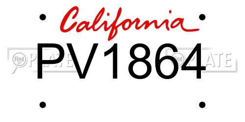 PV1864 California License Plate