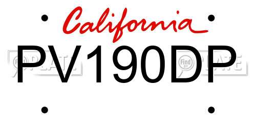 PV190DP California License Plate