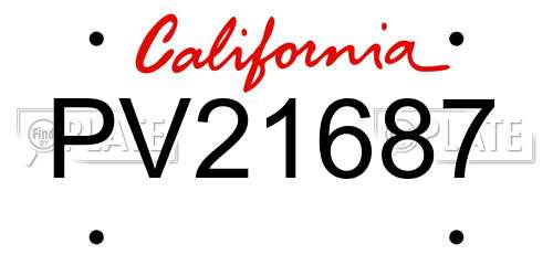 PV21687 California License Plate