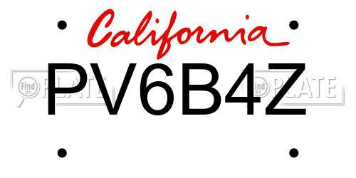 PV6B4Z California License Plate