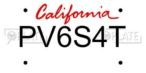 PV6S4T California License Plate