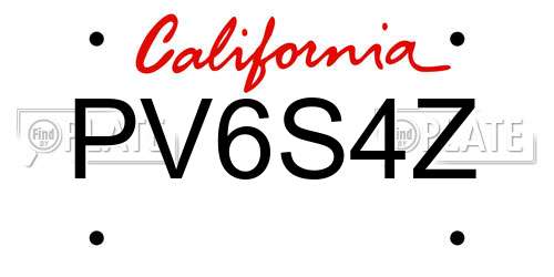 PV6S4Z California License Plate