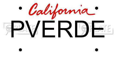 PVERDE California License Plate