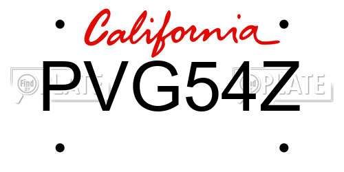 PVG54Z California License Plate