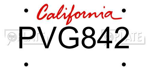 PVG842 California License Plate