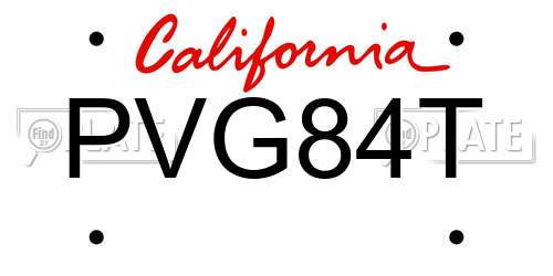 PVG84T California License Plate