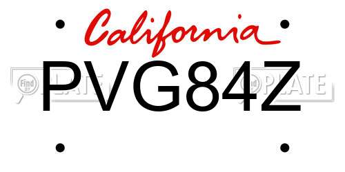 PVG84Z California License Plate
