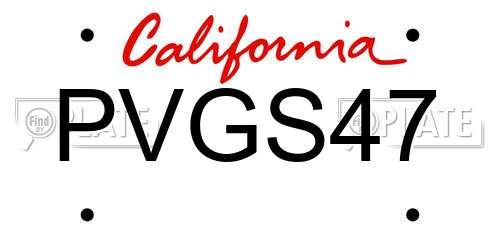 PVGS47 California License Plate