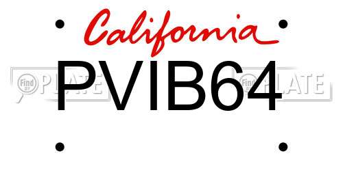 PVIB64 California License Plate