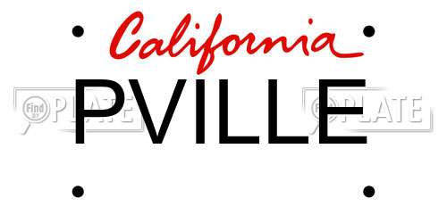 PVILLE California License Plate