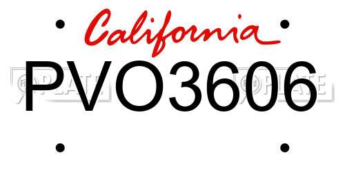 PVO3606 California License Plate