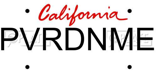 PVRDNME California License Plate