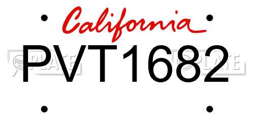 PVT1682 California License Plate