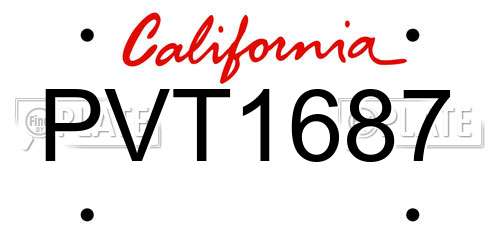 PVT1687 California License Plate