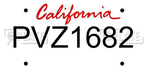 PVZ1682 California License Plate